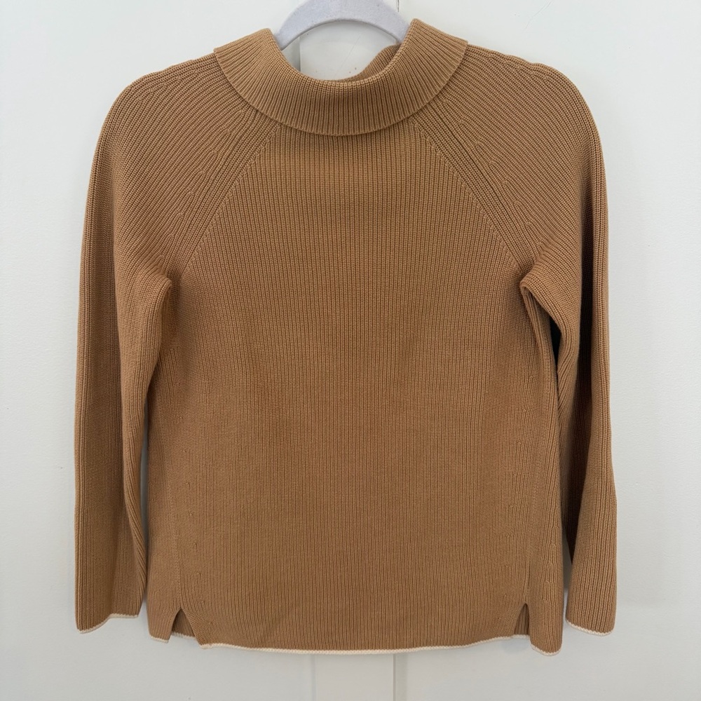 Talbots Sweater‎ Beige Tan Turtleneck Ribbed Neutral 100% Pima Cotton XS Petite